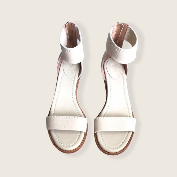 Frye Classic Cream Brielle Zip Block Ankle Heels - Picture 8 of 16